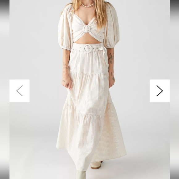 MINKPINK Lune Seersucker Top And Midi Skirt Set